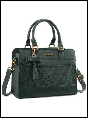 Cross-Grain PU Leather Satchel Tote with Zipper and Bowknot